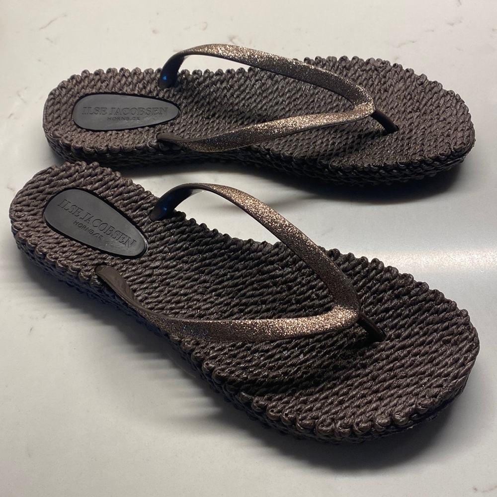 Ilse Jacobsen Womens Brown Textured Slip On Flip Flop Thong Sandals